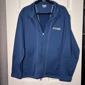 PING Golf Full Zip Fleece Jacket Mens Large L Blue Golfsmith Exclusive